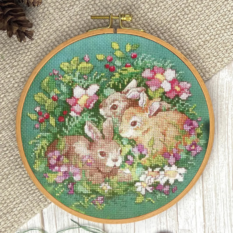 Cross Stitch Kit - Charming Floral Rabbit | Animal Sewing Handicraft | Beautiful Home Ornament - image 5