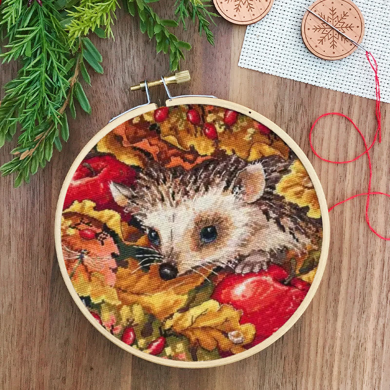Cross Stitch Kit - Hedgehog In Autumn | Animal Stitch Artwork | Nice For Room Decoration - image 8
