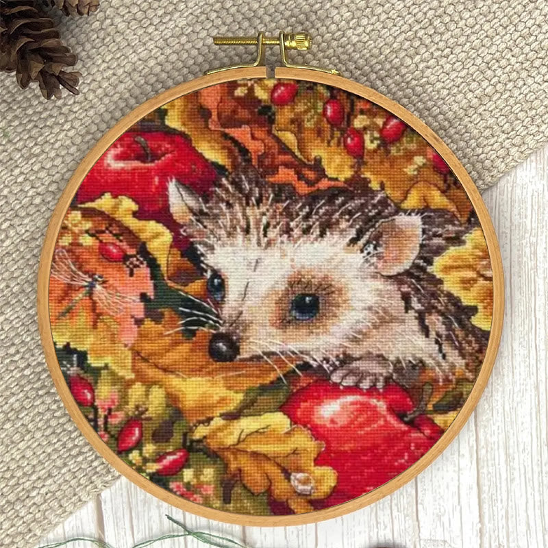 Cross Stitch Kit - Hedgehog In Autumn | Animal Stitch Artwork | Nice For Room Decoration - image 4