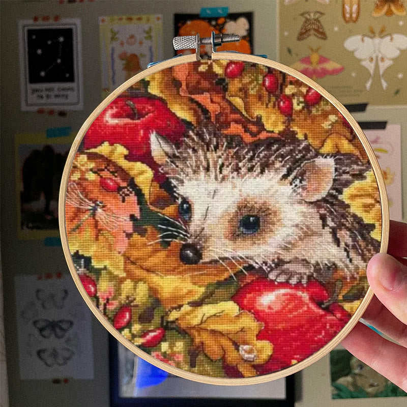 Cross Stitch Kit - Hedgehog In Autumn | Animal Stitch Artwork | Nice For Room Decoration - image 7