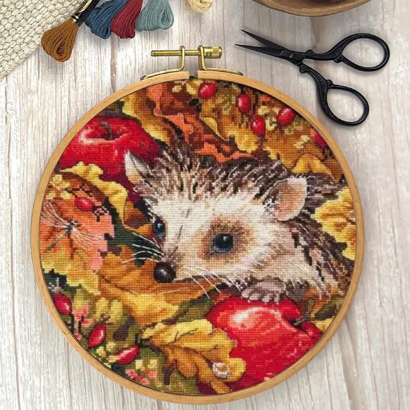 Cross Stitch Kit - Hedgehog In Autumn | Animal Stitch Artwork | Nice For Room Decoration - image 9