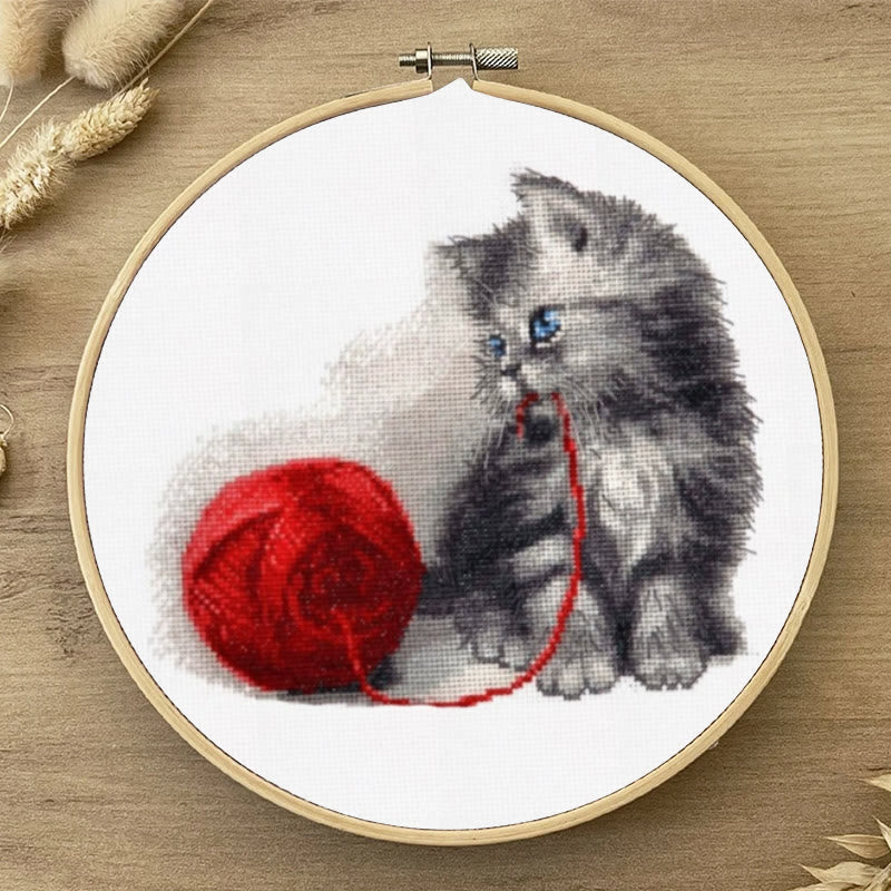 Cross Stitch Kit - Adorable Kitten | Perfect Gifts For Cat Lovers | Handmade Wall Hanging - image 1