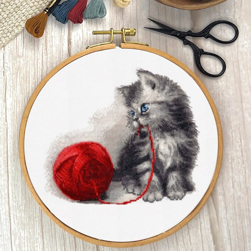 Cross Stitch Kit - Adorable Kitten | Perfect Gifts For Cat Lovers | Handmade Wall Hanging - image 5