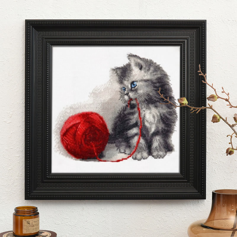 Cross Stitch Kit - Adorable Kitten | Perfect Gifts For Cat Lovers | Handmade Wall Hanging - image 3