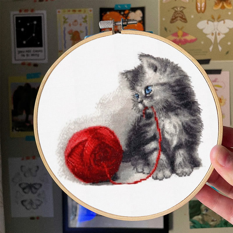 Cross Stitch Kit - Adorable Kitten | Perfect Gifts For Cat Lovers | Handmade Wall Hanging - image 8