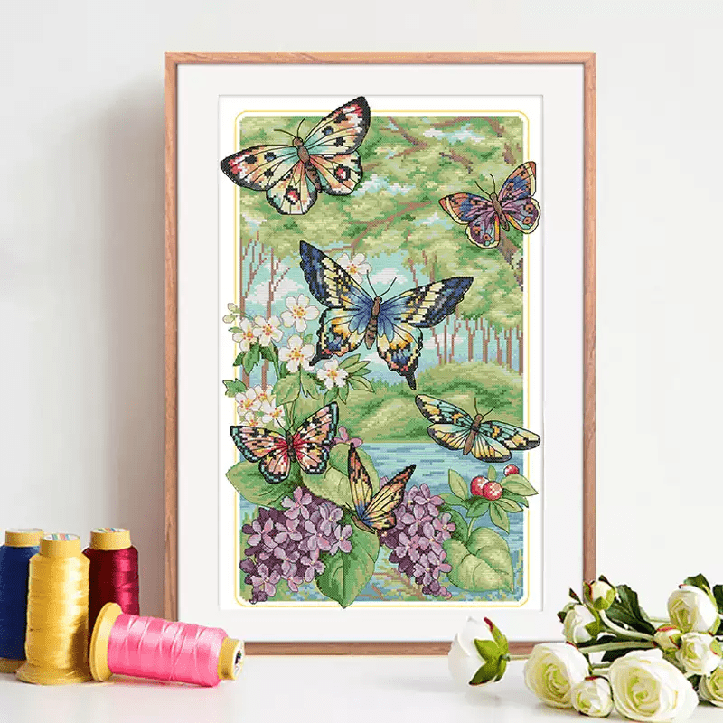 Cross Stitch Kit - Forest Butterfly | Nice Sewing Craft | Perfect For Needle Beginner - image 2