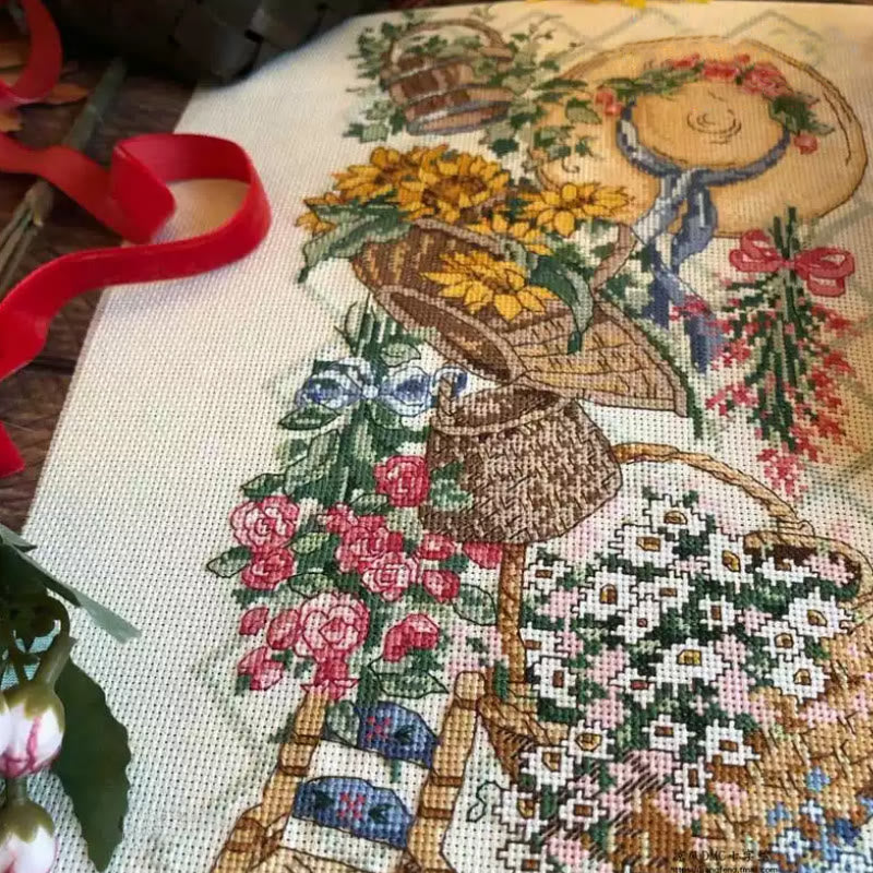 Cross Stitch Kit - Sping Flower Basket | Floral Handmade Craft | Nice For Flower Lovers - image 4
