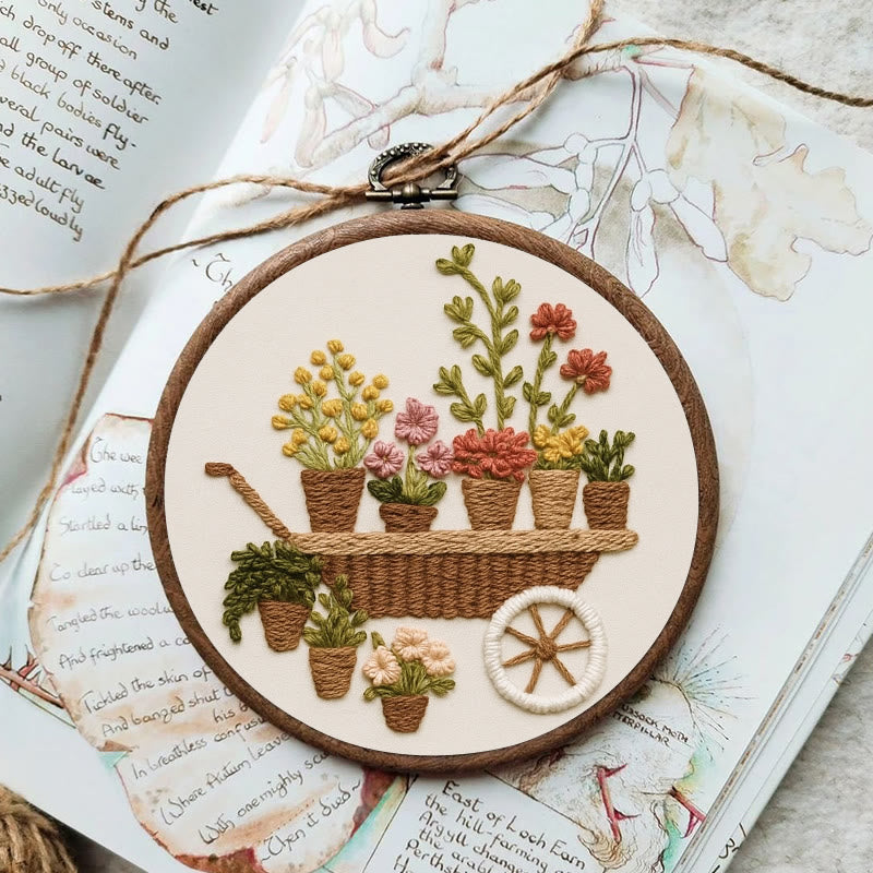 Rubbyoo Embroidery Kit - Blooming Flower Cart | Beginner-friendly Handicraft | Nice For Gifts - image 2