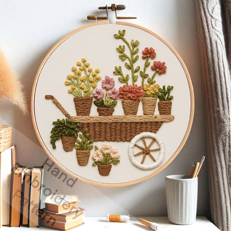 Rubbyoo Embroidery Kit - Blooming Flower Cart | Beginner-friendly Handicraft | Nice For Gifts - image 3