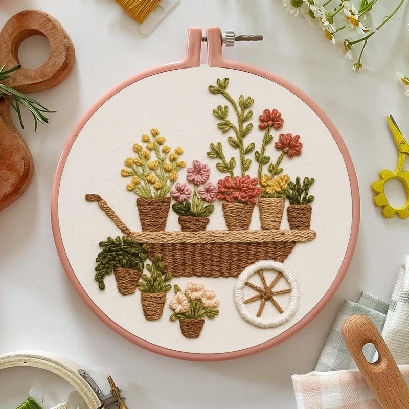 Rubbyoo Embroidery Kit - Blooming Flower Cart | Beginner-friendly Handicraft | Nice For Gifts - image 6