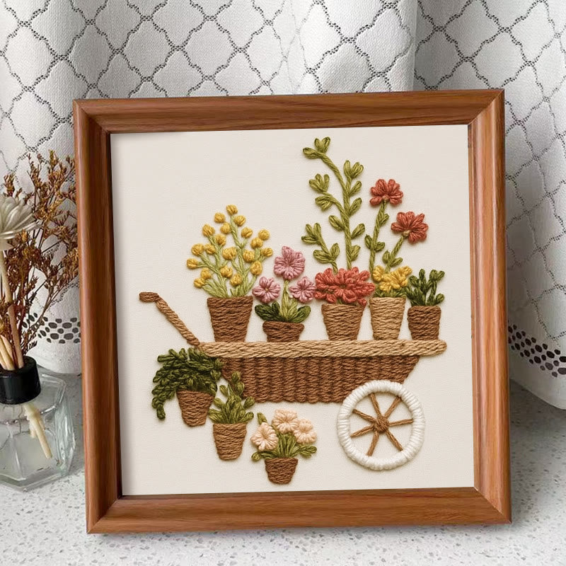 Rubbyoo Embroidery Kit - Blooming Flower Cart | Beginner-friendly Handicraft | Nice For Gifts - Embroidery Kit Plus An Extra Frame - image 10