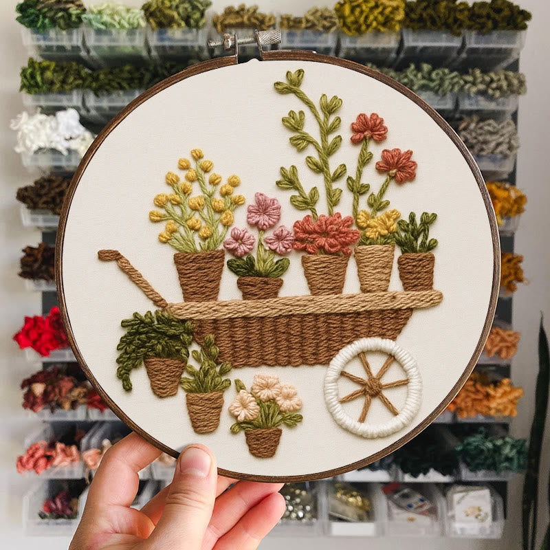 Rubbyoo Embroidery Kit - Blooming Flower Cart | Beginner-friendly Handicraft | Nice For Gifts - image 7