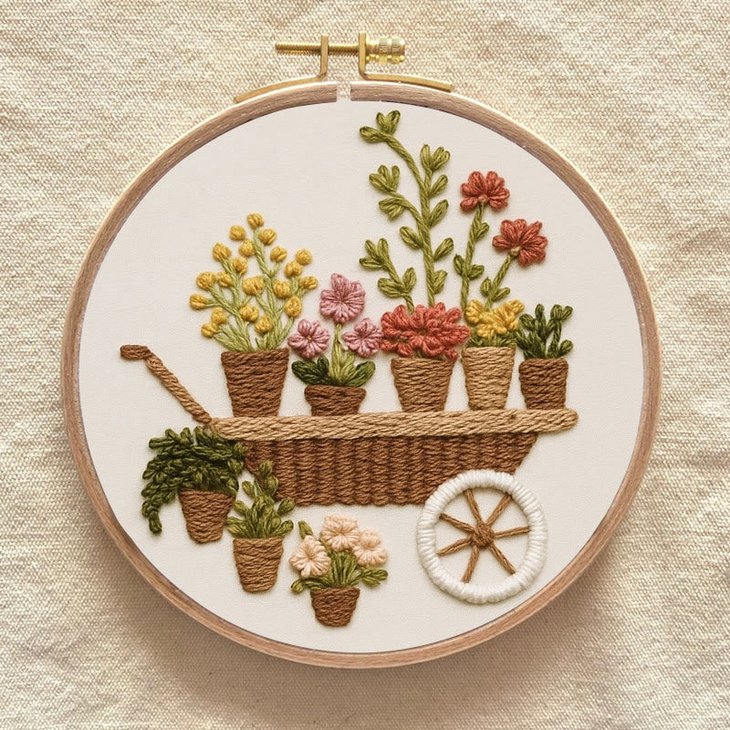 Rubbyoo Embroidery Kit - Blooming Flower Cart | Beginner-friendly Handicraft | Nice For Gifts - image 9
