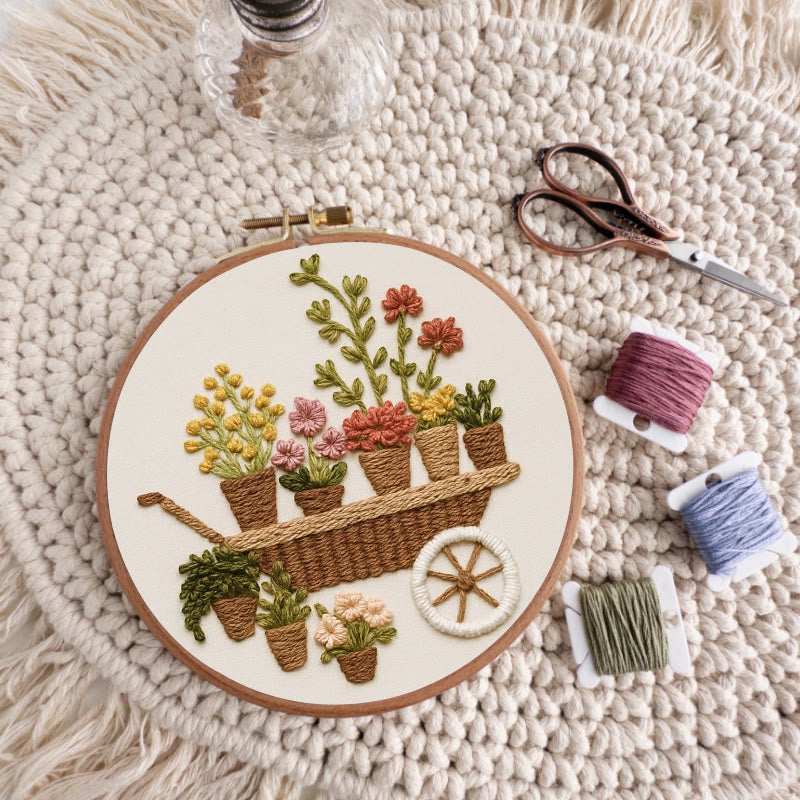 Rubbyoo Embroidery Kit - Blooming Flower Cart | Beginner-friendly Handicraft | Nice For Gifts - image 8