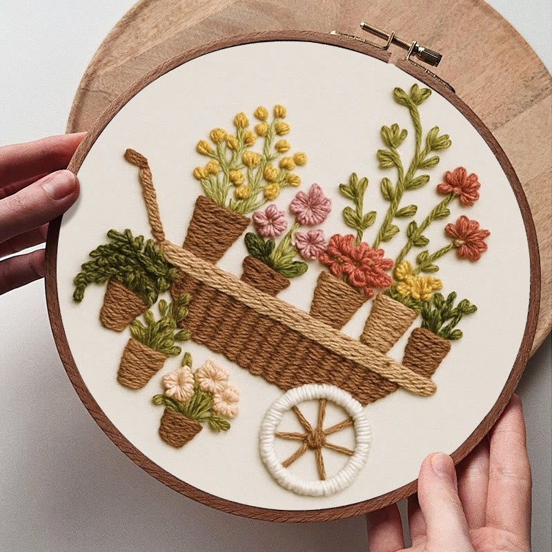 Rubbyoo Embroidery Kit - Blooming Flower Cart | Beginner-friendly Handicraft | Nice For Gifts - image 5