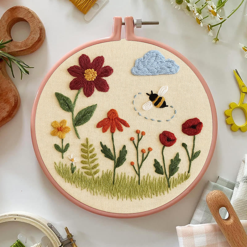 Rubbyoo Embroidery Kit - Spring Flowers | Easy Needle Craft | Perfect Table  Decoration - image 1