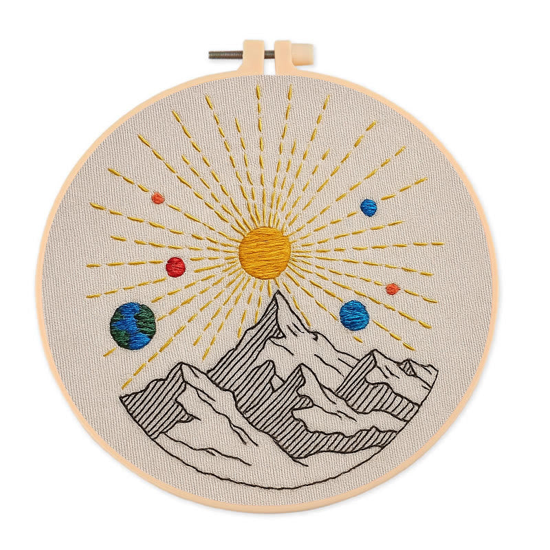 Rubbyoo Embroidery Kit - Shining Mountain | Diy Landscape Artwork | Starter Handicraft - 20*20cm - image 0