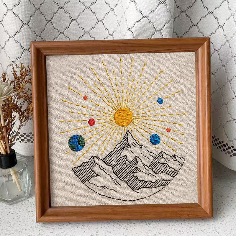 Rubbyoo Embroidery Kit - Shining Mountain | Diy Landscape Artwork | Starter Handicraft - Embroidery Kit Plus An Extra Frame - image 10