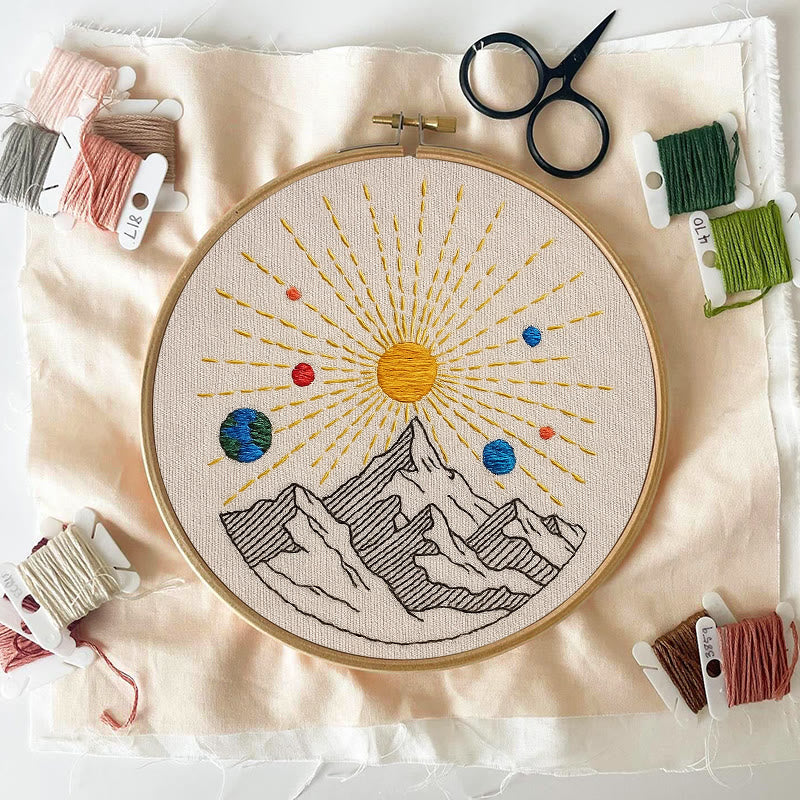 Rubbyoo Embroidery Kit - Shining Mountain | Diy Landscape Artwork | Starter Handicraft - image 2