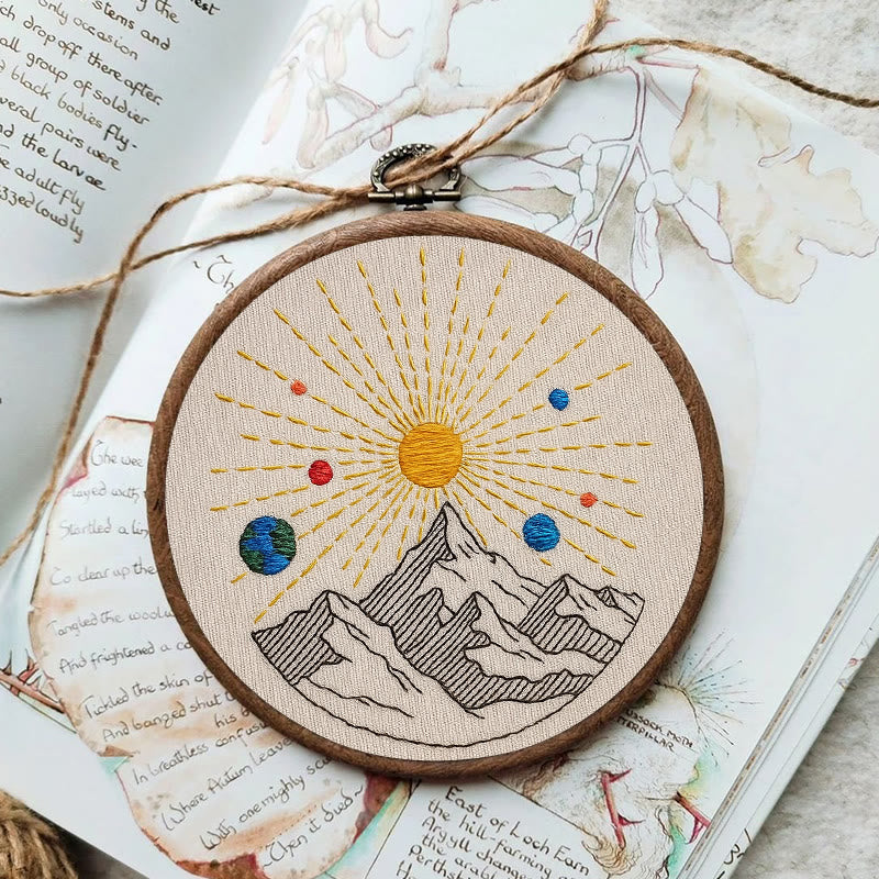 Rubbyoo Embroidery Kit - Shining Mountain | Diy Landscape Artwork | Starter Handicraft - image 1