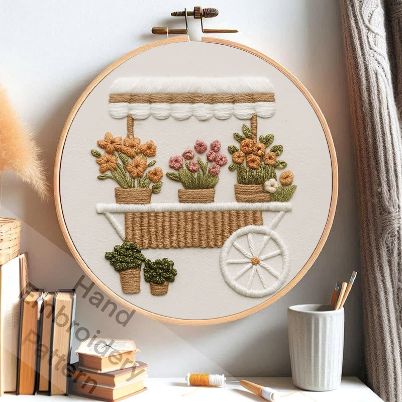 Rubbyoo Embroidery Kit - Charming Floral Cart |  Handmade Flower Craft | Diy Home Decor - image 7