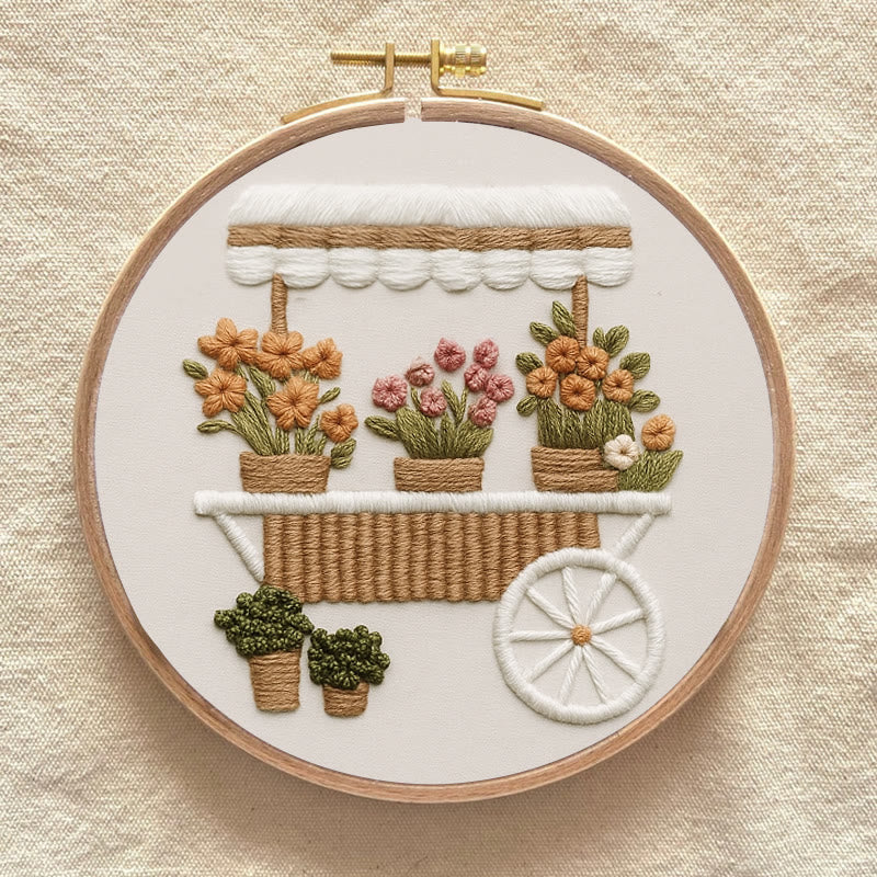 Rubbyoo Embroidery Kit - Charming Floral Cart |  Handmade Flower Craft | Diy Home Decor - image 9
