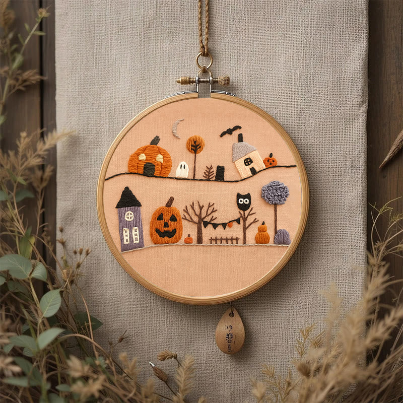 Rubbyoo Embroidery Kit - Halloween Village  | Holiday Wall Decoration |  Diy Halloween Craft  - image 4