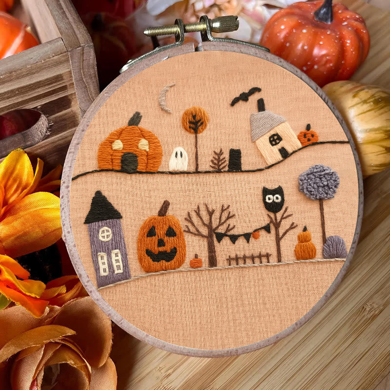 Rubbyoo Embroidery Kit - Halloween Village  | Holiday Wall Decoration |  Diy Halloween Craft  - image 1
