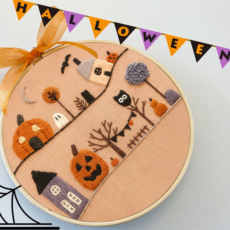 Rubbyoo Embroidery Kit - Halloween Village  | Holiday Wall Decoration |  Diy Halloween Craft  - image 6