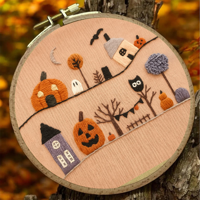 Rubbyoo Embroidery Kit - Halloween Village  | Holiday Wall Decoration |  Diy Halloween Craft  - image 3