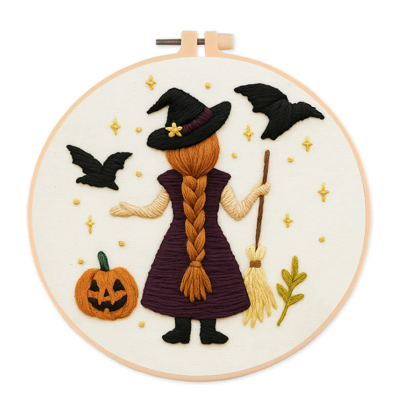 Rubbyoo Embroidery Kit - Mysterious Raven Witch | Halloween Spooky Decoration |  Beginner Handmade Craft - 20*20cm - image 0