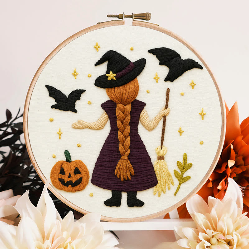 Rubbyoo Embroidery Kit - Mysterious Raven Witch | Halloween Spooky Decoration |  Beginner Handmade Craft - Embroidery Kit Plus An Extra Frame - image 2