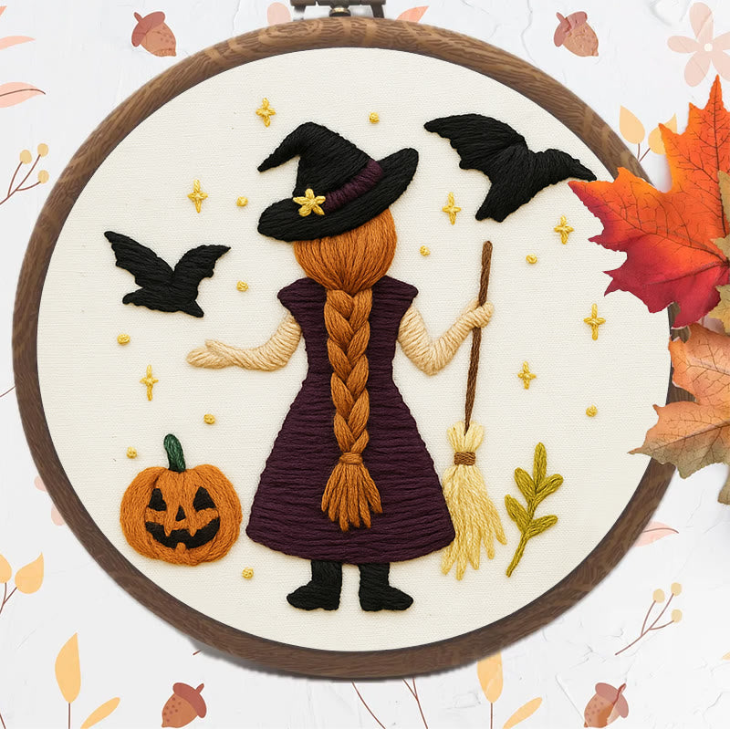 Rubbyoo Embroidery Kit - Mysterious Raven Witch | Halloween Spooky Decoration |  Beginner Handmade Craft - image 1