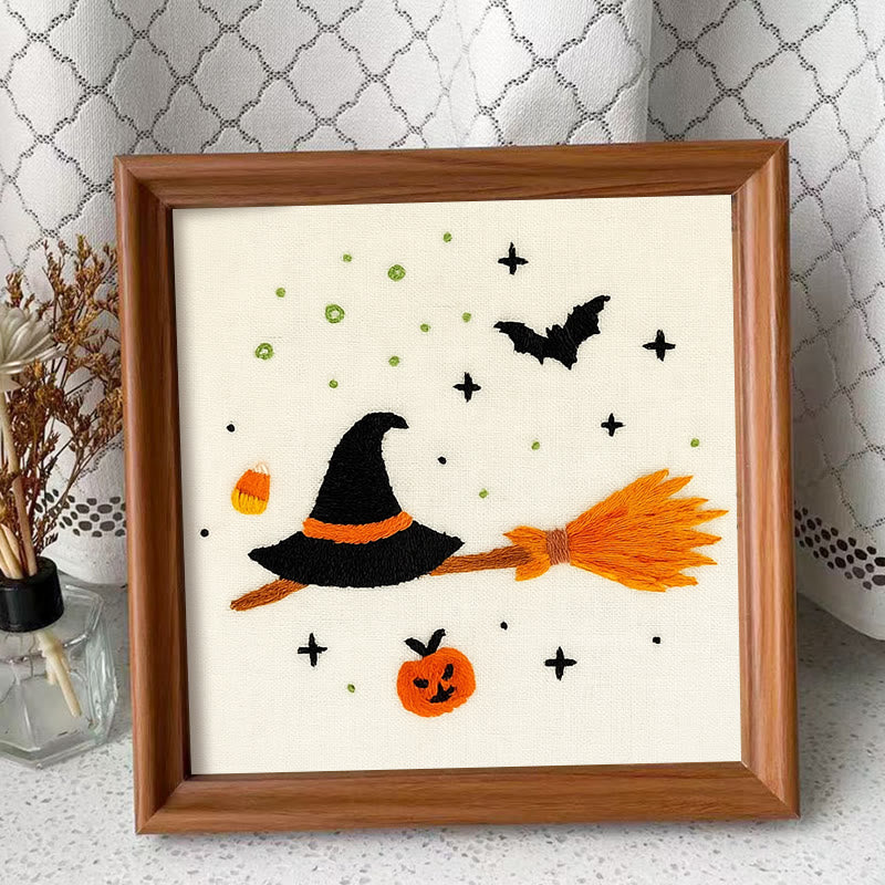 Rubbyoo Embroidery Kit - Magic Broom | Creative Halloween Craft | Perfect For Beginners - Embroidery Kit Plus An Extra Frame - image 9
