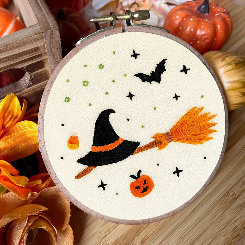 Rubbyoo Embroidery Kit - Magic Broom | Creative Halloween Craft | Perfect For Beginners - image 1