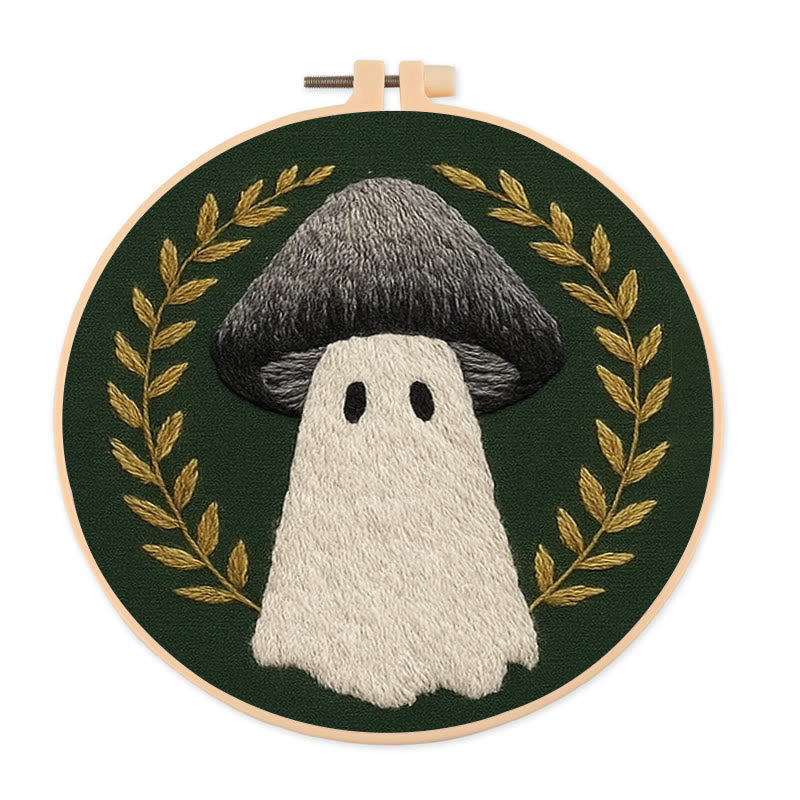 Rubbyoo Embroidery Kit -  Ghost Mushroom | Diy Halloween Handicraft | Needlework For Beginners  - 20*20cm - image 0