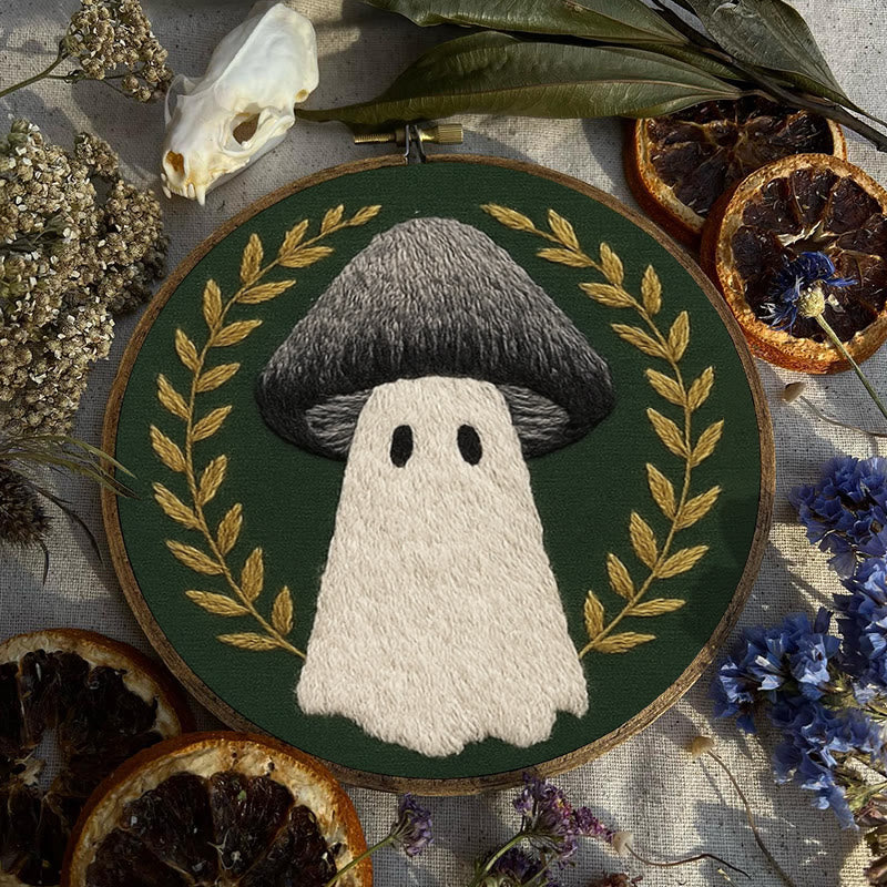Rubbyoo Embroidery Kit -  Ghost Mushroom | Diy Halloween Handicraft | Needlework For Beginners  - image 1