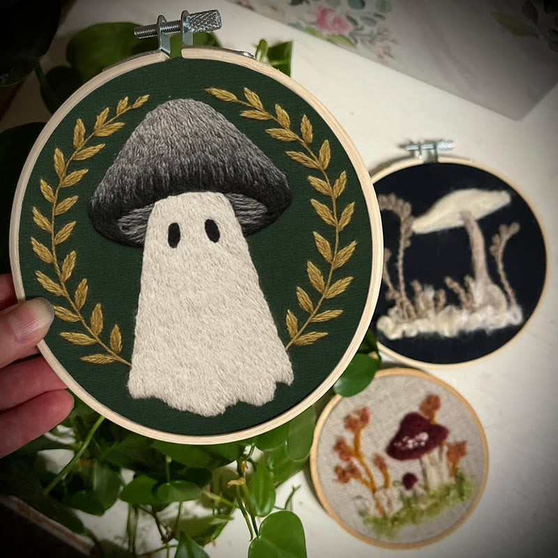 Rubbyoo Embroidery Kit -  Ghost Mushroom | Diy Halloween Handicraft | Needlework For Beginners  - image 2