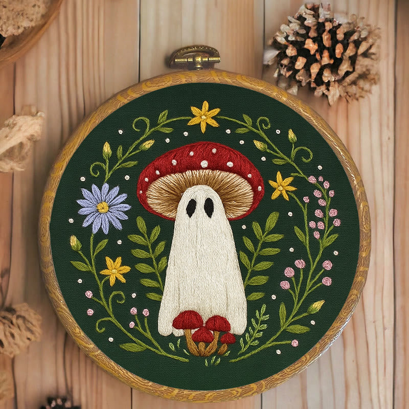 Rubbyoo Embroidery Kit - Floral Ghost Mushroom | Halloween Needle Artwork | Perfect As Room Decor - image 7