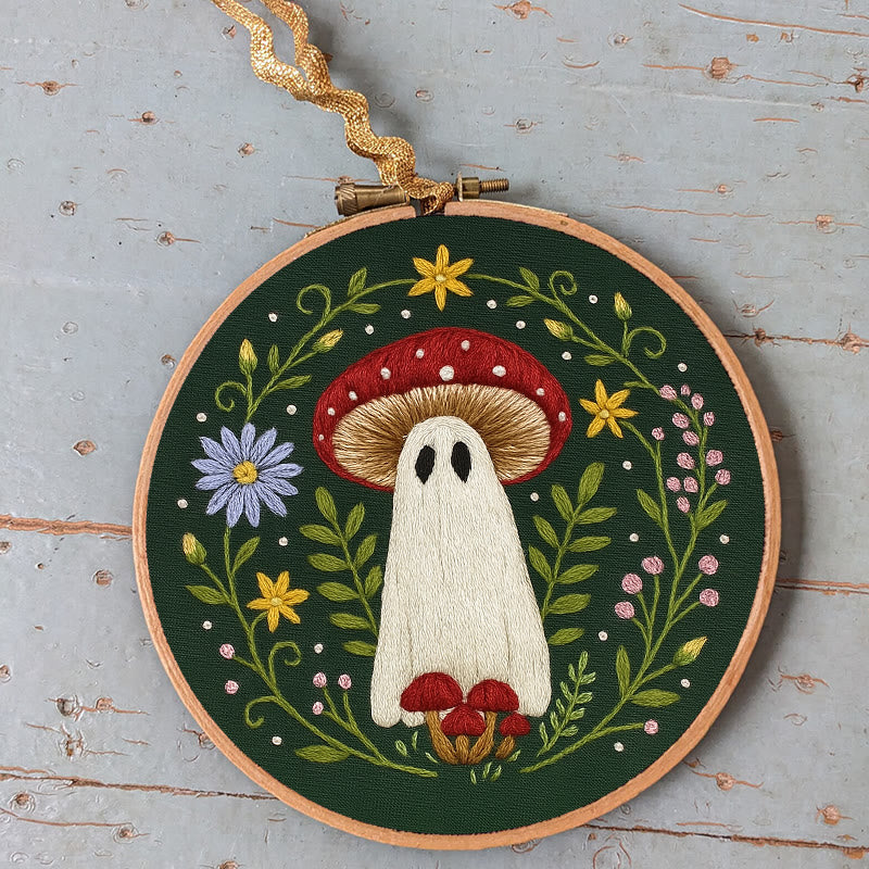 Rubbyoo Embroidery Kit - Floral Ghost Mushroom | Halloween Needle Artwork | Perfect As Room Decor - image 5
