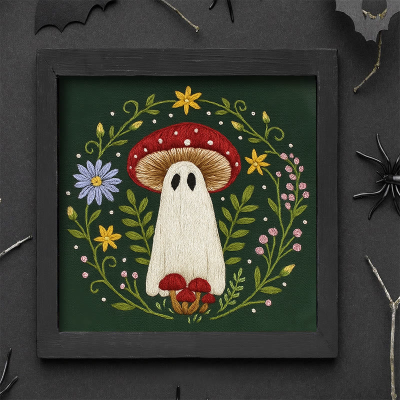 Rubbyoo Embroidery Kit - Floral Ghost Mushroom | Halloween Needle Artwork | Perfect As Room Decor - image 8