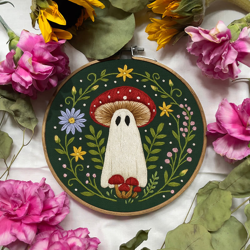 Rubbyoo Embroidery Kit - Floral Ghost Mushroom | Halloween Needle Artwork | Perfect As Room Decor - image 6