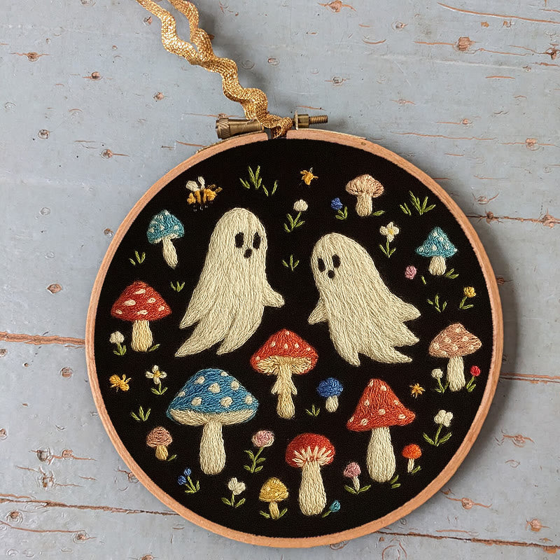 Rubbyoo Embroidery Kit - Spooky Ghosts With Mushroom | Handmade Holiday Collection | Halloween Home Decor  - image 3