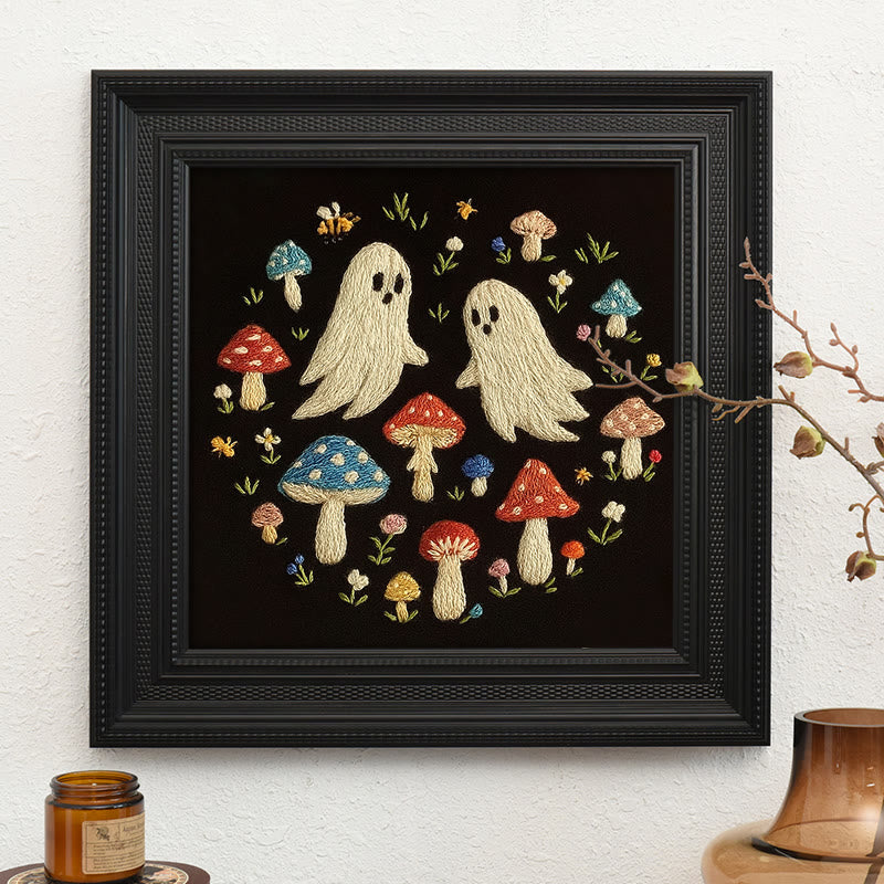 Rubbyoo Embroidery Kit - Spooky Ghosts With Mushroom | Handmade Holiday Collection | Halloween Home Decor  - Embroidery Kit Plus An Extra Frame - image 8