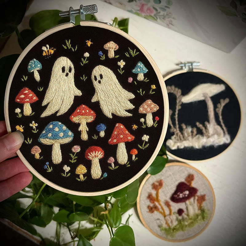 Rubbyoo Embroidery Kit - Spooky Ghosts With Mushroom | Handmade Holiday Collection | Halloween Home Decor  - image 4