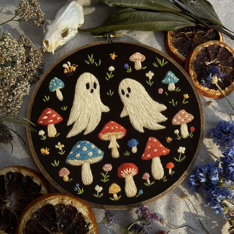 Rubbyoo Embroidery Kit - Spooky Ghosts With Mushroom | Handmade Holiday Collection | Halloween Home Decor  - image 5