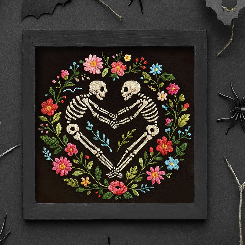 Rubbyoo Embroidery Kit - Romantic Love Skeleton | Halloween Floral Craft | Diy Needle Artwork - image 8
