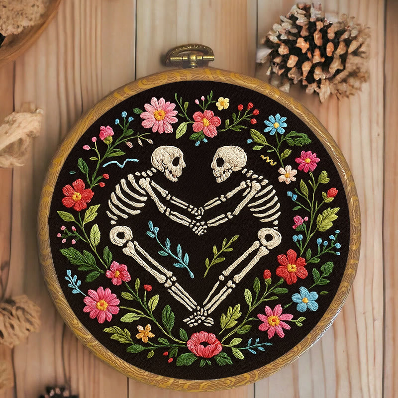 Rubbyoo Embroidery Kit - Romantic Love Skeleton | Halloween Floral Craft | Diy Needle Artwork - image 7