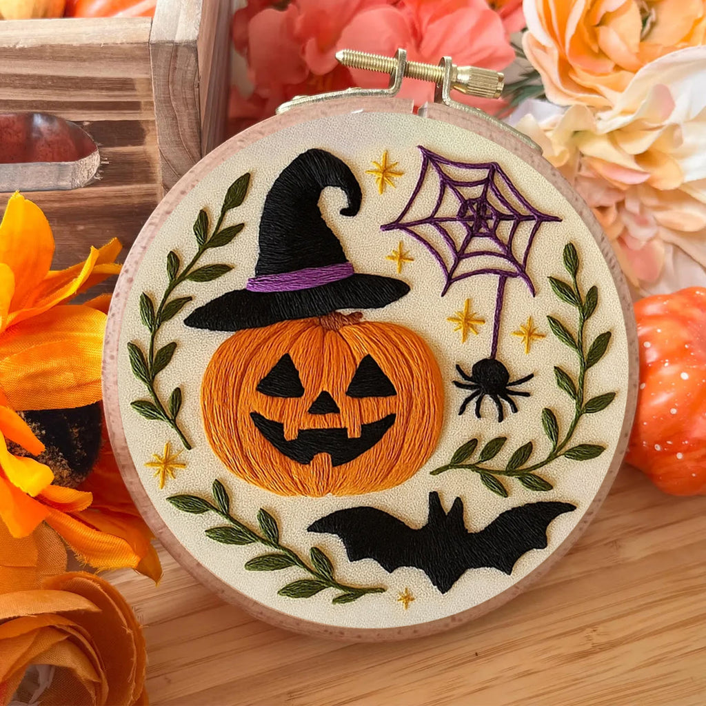 Rubbyoo Embroidery Kit - Pumpkin With Bat | Spook Halloween Decoration | Diy Holiday Handicraft - image 3