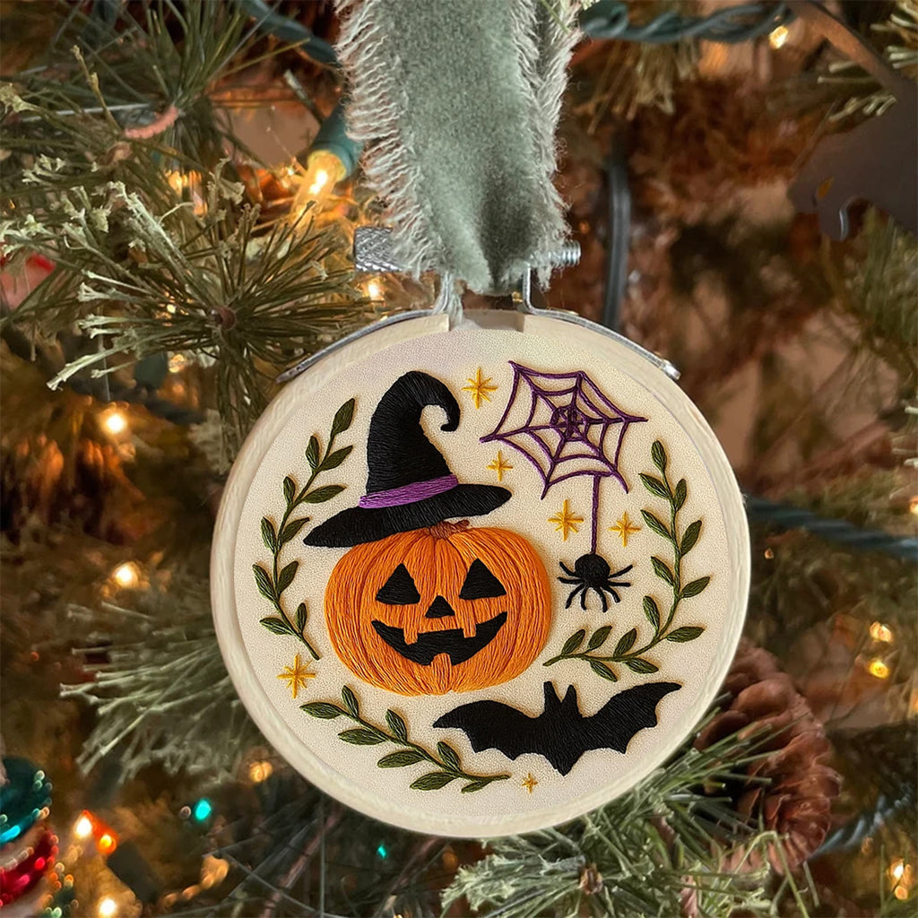 Rubbyoo Embroidery Kit - Pumpkin With Bat | Spook Halloween Decoration | Diy Holiday Handicraft - image 2